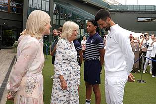 Jordan Pettitt/PA Wire/dpa | Worüber genau er mit Königin Camilla sprach, wollte Novak Djokovic nicht verraten.