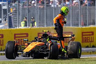 Christopher Katsarov/The Canadian Press via AP/dpa | Nach dem Unfall war der McLaren von Lando Norris nur noch Schrott.