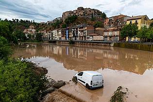 Lorena Sopêna/EUROPA PRESS/dpa | Starke Regenfälle, teils mit Hagel, haben mehrere Regionen in Spanien heimgesucht.