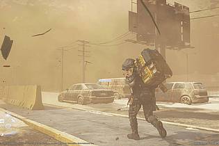 Kojima Productions/Sony Interactive Entertainment/dpa-tmn | Gegen den Sturm: Schwer beladen bahnt sich Postbote Sam seinen Weg durch eine Geisterstadt.