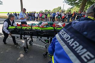 Matthieu Botte/MAXPPP/dpa | In Jasper Philipsen schied der beste Sprinter verletzt aus.