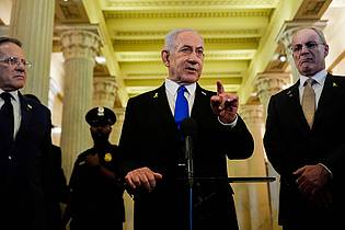 Julia Demaree Nikhinson/AP/dpa | Israels Regierungschef Netanjahu traf im Weißen Haus erneut US-Präsident Trump. 